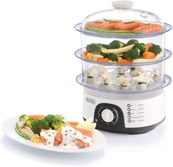 Black and Decker Food Steamer HS6000 - 10L 775W (International Warranty) - Image 2