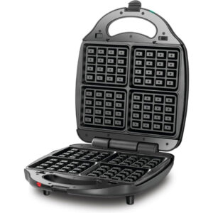 Black and Decker Sandwich Maker TS4130 1400W open view with four-slice waffle cooking plates