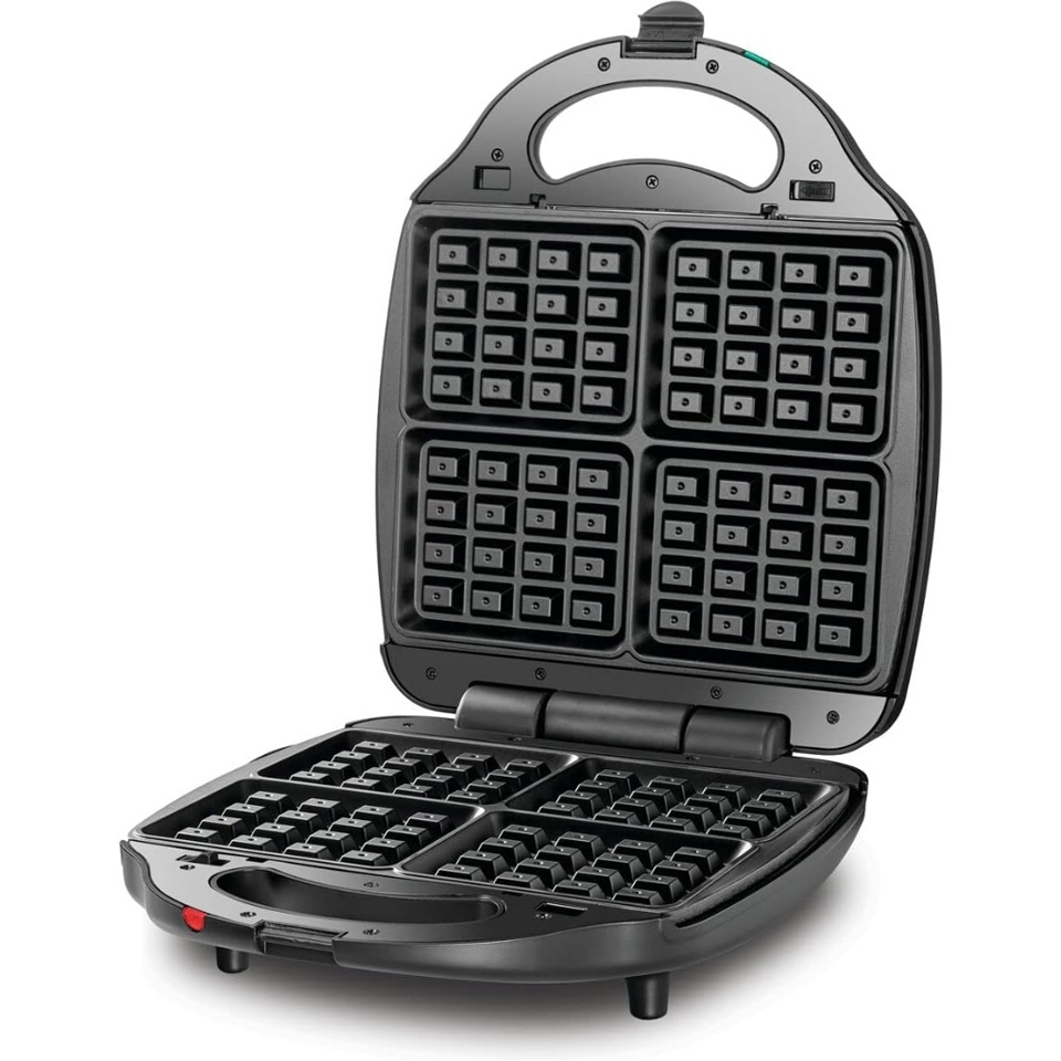 Black and Decker Sandwich Maker TS4130 1400W open view with four-slice waffle cooking plates