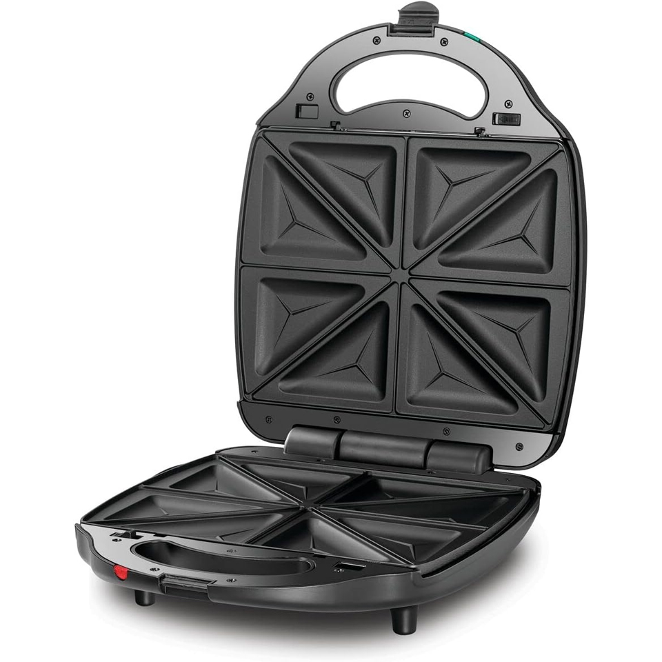 Black and Decker Sandwich Maker TS4130 1400W open view with 4-slot cut and seal toast plates