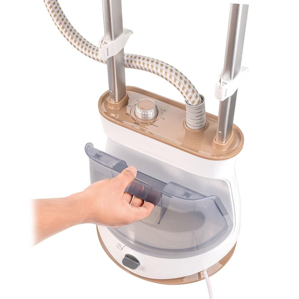 Black and Decker Stand Garment Steamer GST2400 – 2400W Twin Pole, 6 Steam Levels, 1.5L Tank, Stainless Steel Steam Head - Image 2