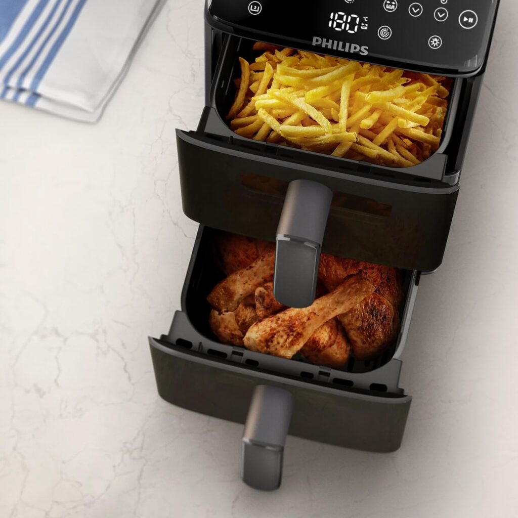 Philips Airfryer NA460 stacked baskets for sync cooking