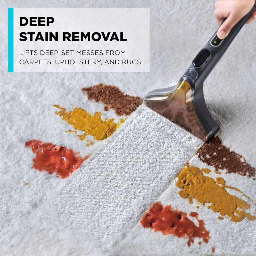 Black and Decker BHSC600C attachment lifting deep stains from a carpet