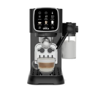 Arzum OKKA Solo M Semi-Automatic Espresso Machine OK0032 – 15 Bar Pressure, 6 Coffee Options, 4.3” Touch Display, Integrated Milk System