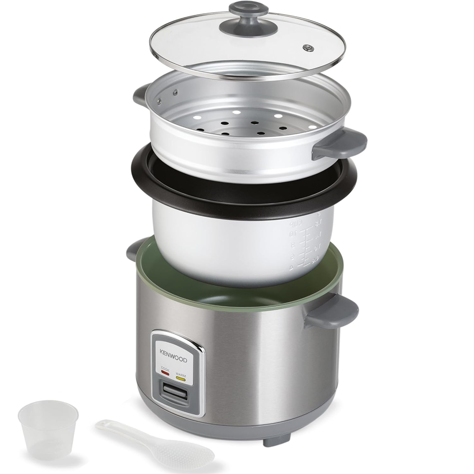 Kenwood Rice Cooker RCM28 2.8L 1000W 2-in-1 Rice Cooker with Food Steamer Basket, Non-Stick Pot, Tempered Glass Lid & Keep Warm Function - Image 2