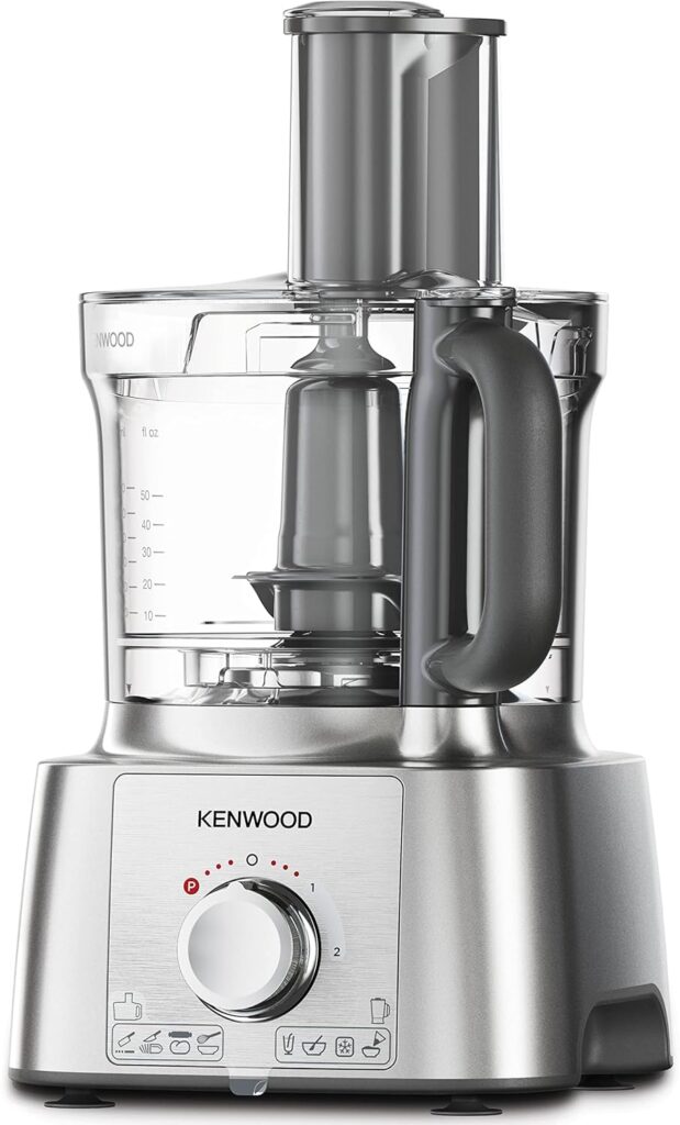 Kenwood MultiPro Express FDP65.880 1000W food processor stainless steel base unit with 3L processing bowl.